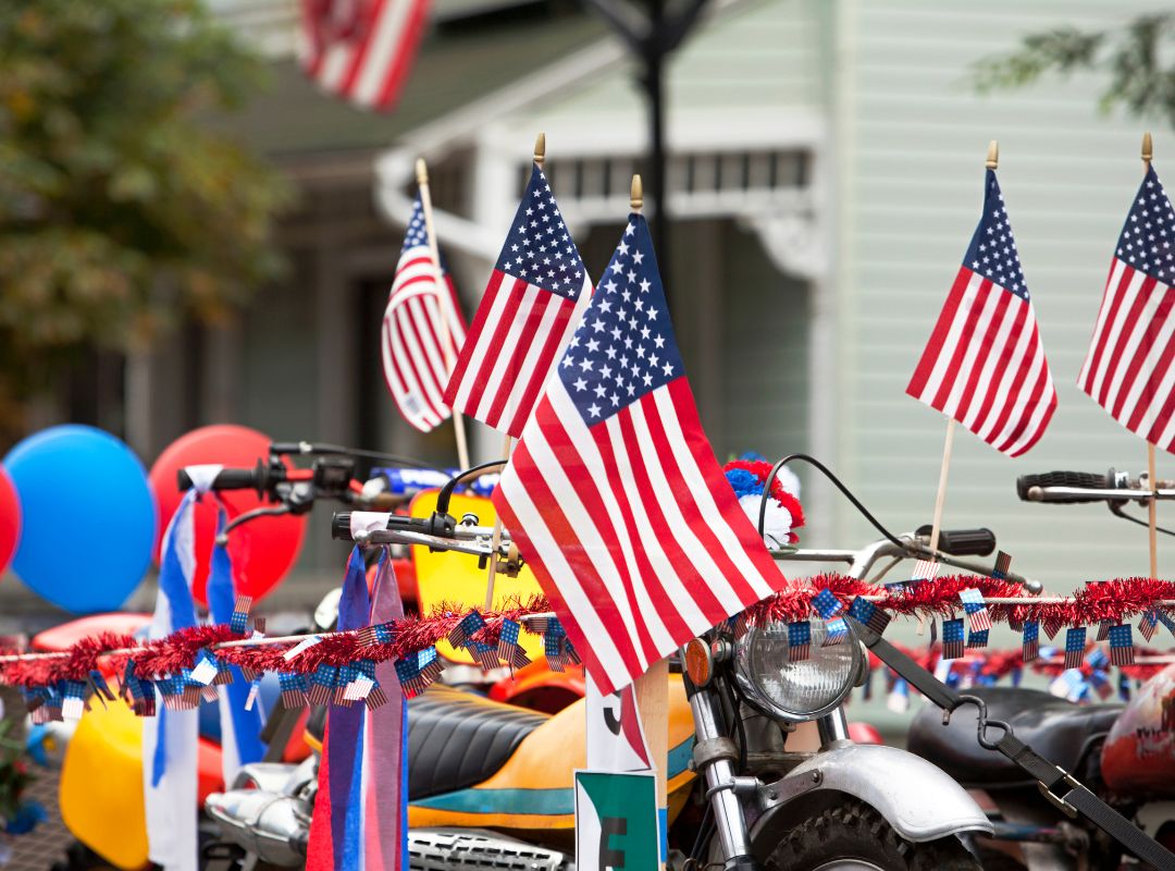 Fourth of July parade with American flags in St. George Utah